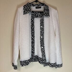 Baia Baia 2 Piece Set Cardigan & Top Popcorn Fabric Size XL Shirt and Jacket